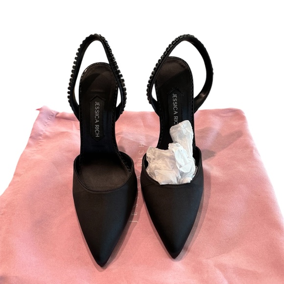 Jessica Rich Jade Womens Satin Rhinestone Slingback Heels EU:39, US:9 - Picture 4 of 10